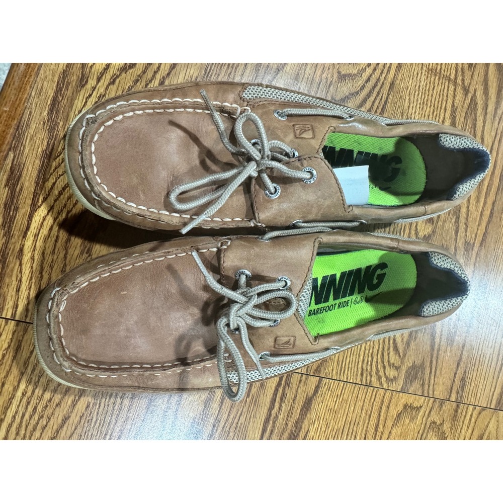 Sperry Top-Sider Mens Leather Mesh Boat ShoesBrown Tan Barefoot Ride 4.0 Loafers